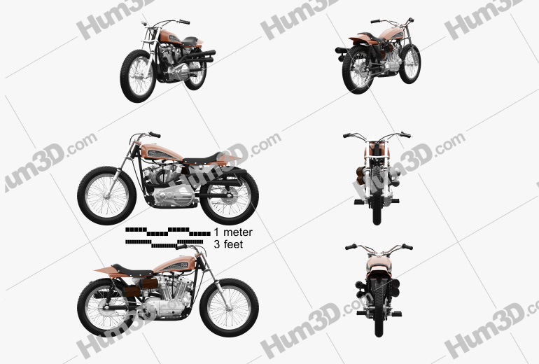 Harley-Davidson XR 750 1970 Blueprint Template