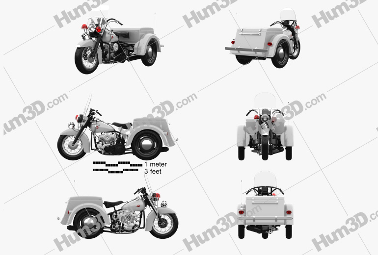 Harley-Davidson Servi-Car Police 1958 Blueprint Template