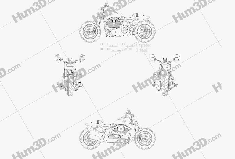 Harley-Davidson FXFB Fat Bob 114 2018 Blueprint