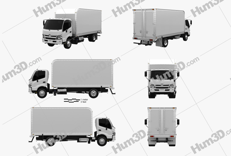 Hino 195 hybrid Box Truck 2013 Blueprint Template
