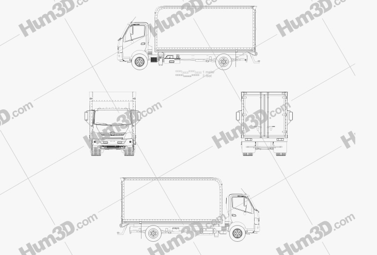 Hino 195 hybrid Box Truck 2013 Blueprint