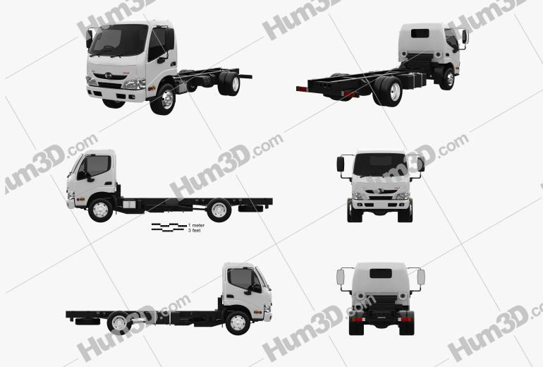 Hino 300-616 Chassis Truck 2014 Blueprint Template