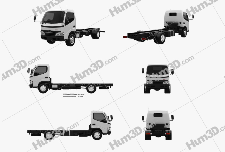 Hino 300-616 Chassis Truck 2011 Blueprint Template