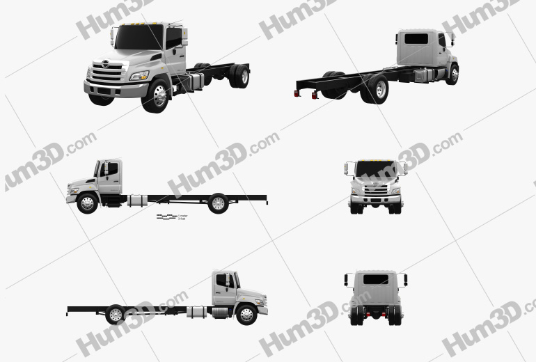 Hino 268 A Chassis Truck 2015 Blueprint Template