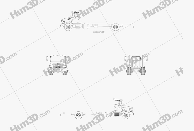 Hino 268 A Chassis Truck 2015 Blueprint