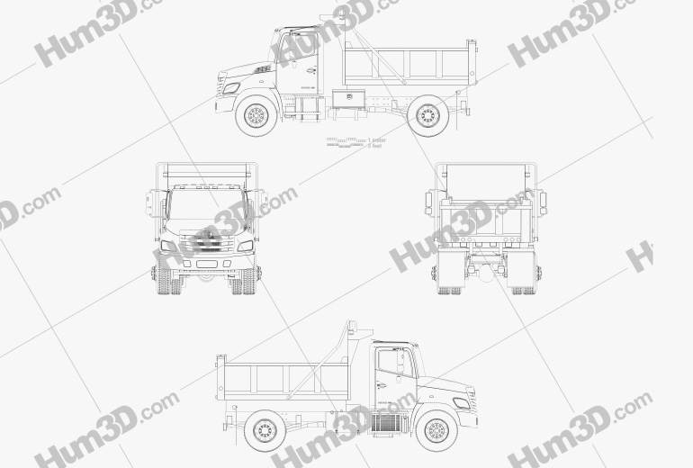 Hino 338 Dump Truck 2015 Blueprint