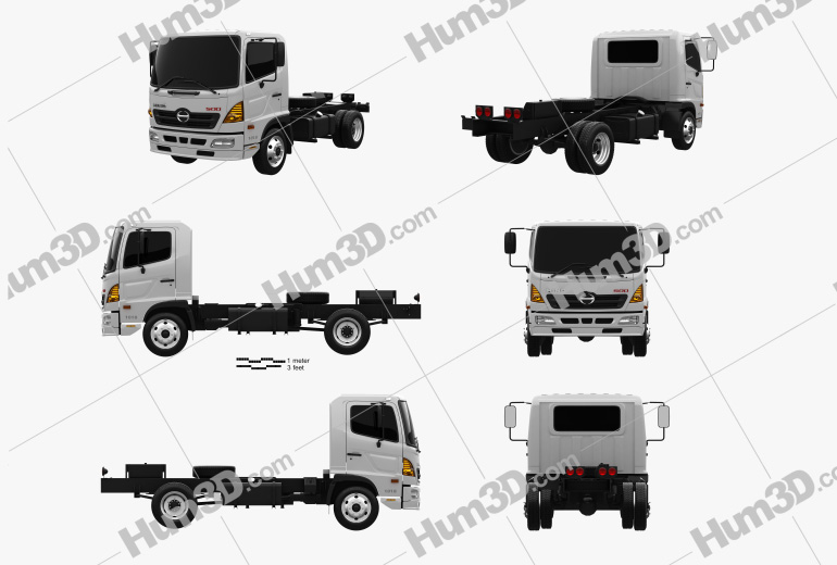 Hino 500 FC (1018) Chassis Truck 2008 Blueprint Template