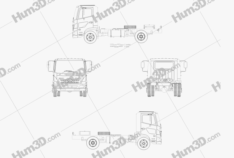 Hino 500 FC (1018) Chassis Truck 2008 Blueprint