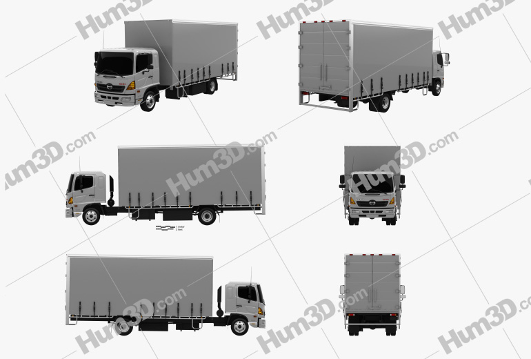 Hino 500 FD (1027) Load Ace Box Truck 2008 Blueprint Template