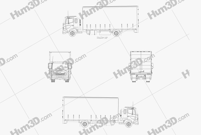 Hino 500 FD (1027) Load Ace Box Truck 2008 Blueprint