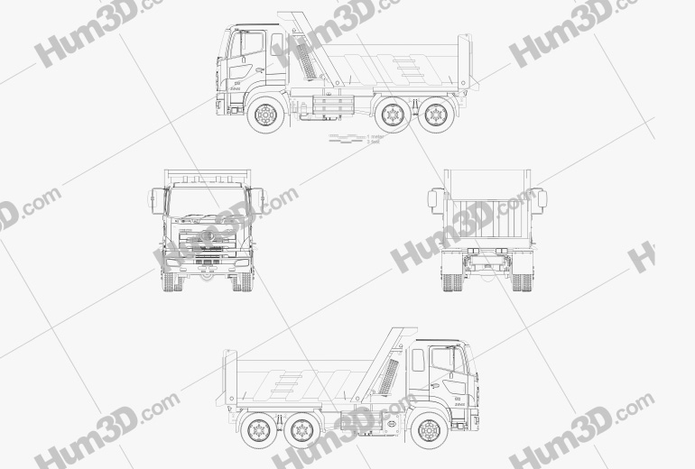 Hino 700 (2841) Tipper Truck 2009 Blueprint