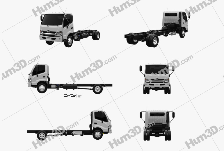Hino 195 Chassis Truck 2016 Blueprint Template