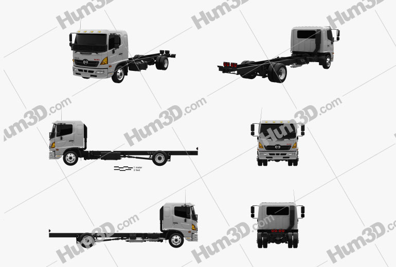 Hino 500 FD (11242) Chassis Truck 2016 Blueprint Template