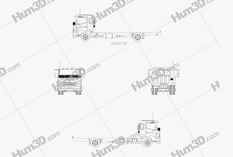 Hino 500 FD (11242) Chassis Truck 2016 Blueprint