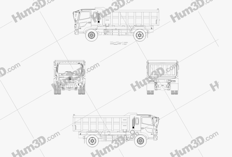 Hino 500 FG Camion Ribaltabile 2020 Blueprint