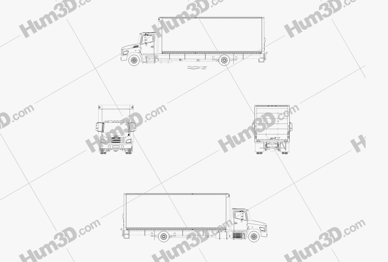 Hino 258 Box Truck 2017 Blueprint