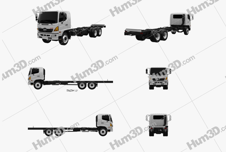 Hino 500 FC LWB Chassis Truck 2022 Blueprint Template