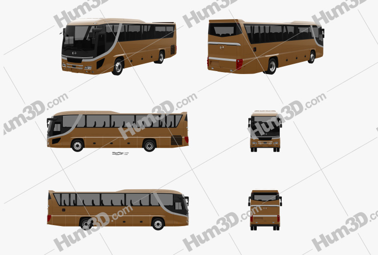 Hino S'elega Super High Decca bus 2015 Blueprint Template