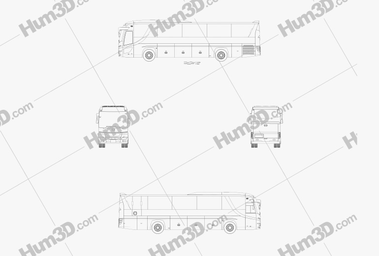 Hino S'elega Super High Decca Bus 2015 Blueprint