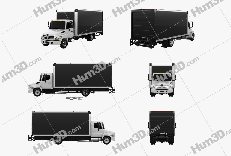 Hino 185 Box Truck 2017 Blueprint Template