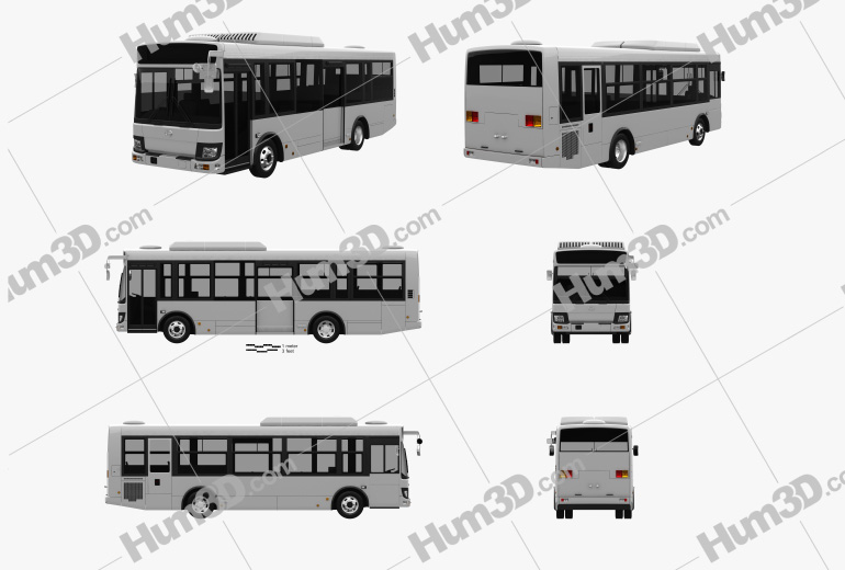 Hino Rainbow bus 2016 Blueprint Template