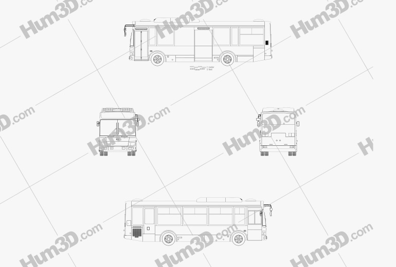 Hino Rainbow Autobus 2016 Blueprint