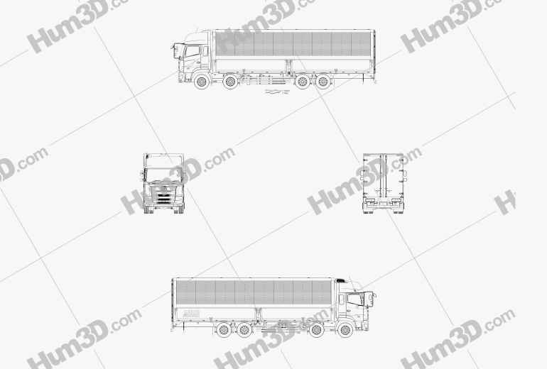 Hino 700 Profia Box Truck 4 assi 2020 Blueprint