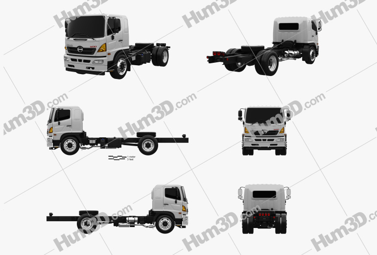 Hino 500 Chassis Truck 2022 Blueprint Template