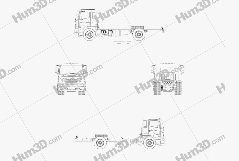 Hino 500 Camion Châssis 2022 Blueprint