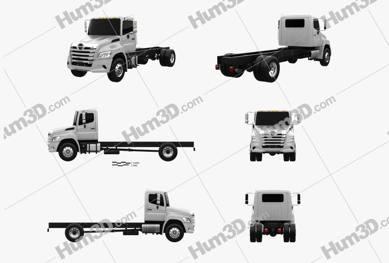 Hino XL Chassis Truck 2022 Blueprint Template