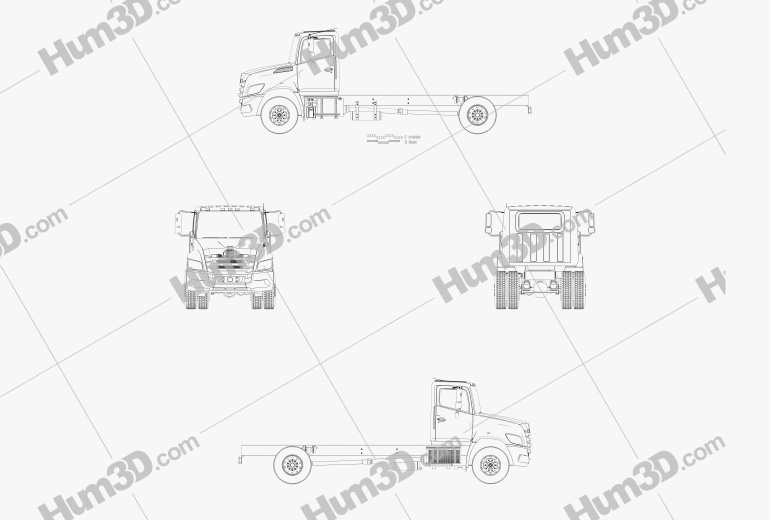 Hino XL Chassis Truck 2022 Blueprint