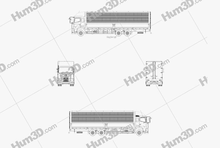 Hino 700 Profia Kofferfahrzeug 3-Achser 2020 Blueprint