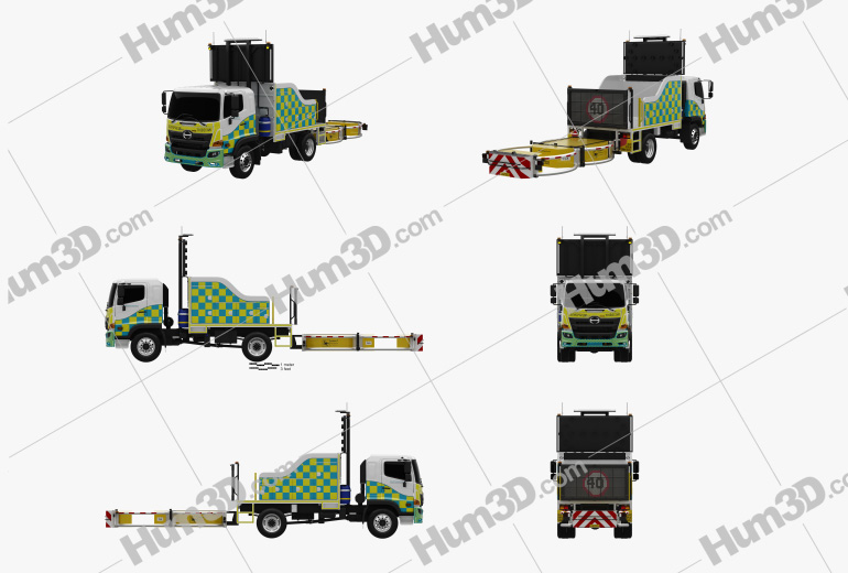 Hino FG Road Service Truck 2021 Blueprint Template
