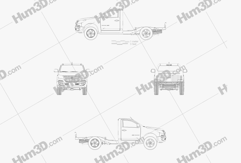 Holden Colorado LS Cabine Simple Chassis 2019 Blueprint