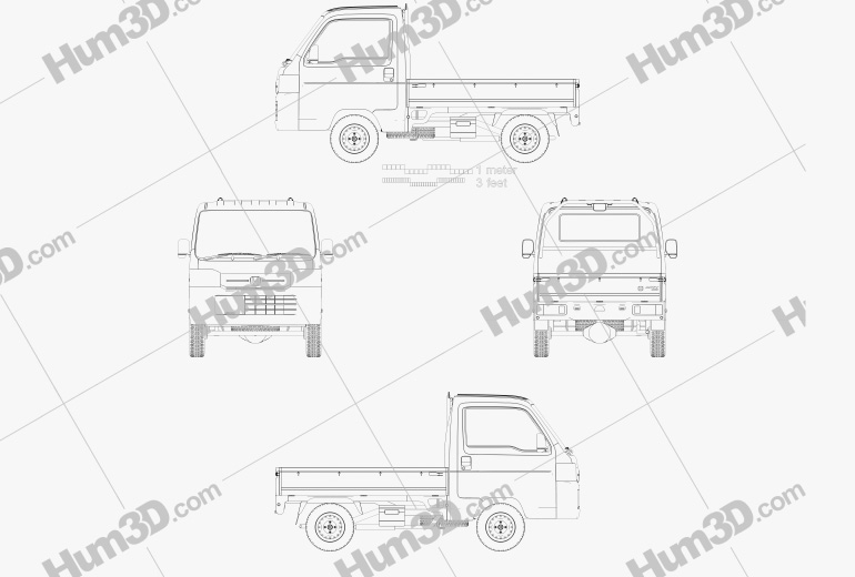 Honda Acty (Vamos) Truck 2014 Blueprint