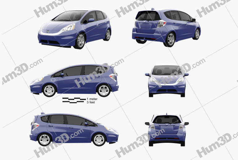 Honda Fit (Jazz) EV 2014 Blueprint Template