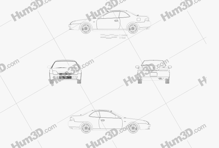 Honda Prelude (BB5) 1997 Disegno Tecnico