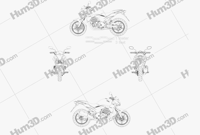 Honda CB300R 2014 테크니컬 드로잉