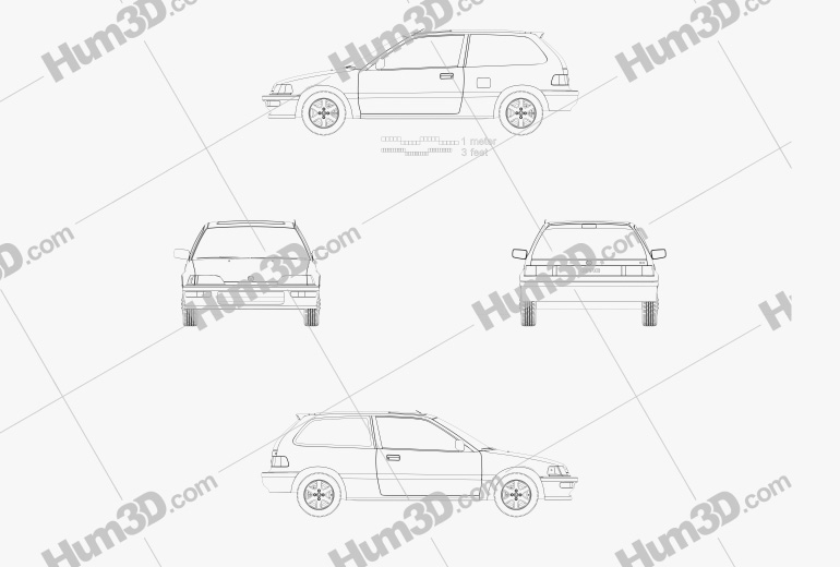 Honda Civic hatchback 1991 Blueprint