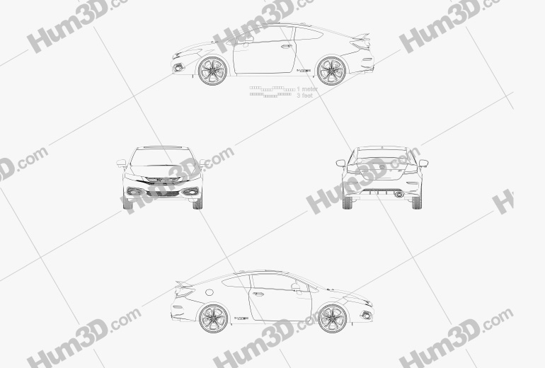 Honda Civic 쿠페 Si 2014 테크니컬 드로잉