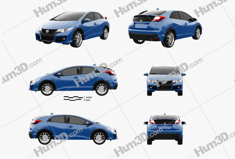 Honda Civic hatchback 2018 Blueprint Template