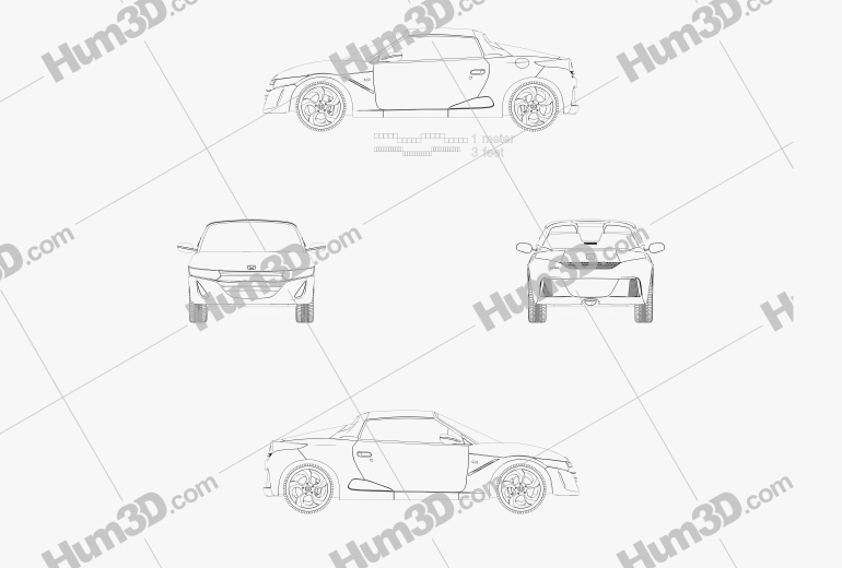Honda S660 2018 Blueprint - 3DModels.org