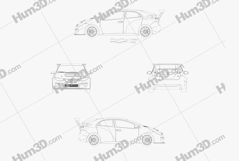 Honda Civic Type-R TCR 2015 Blueprint