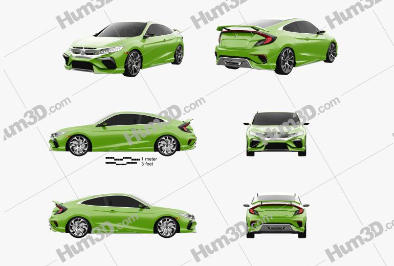 Honda Civic coupe Concept 2015 Blueprint Template