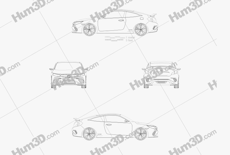 Honda Civic купе Концепт 2015 Креслення