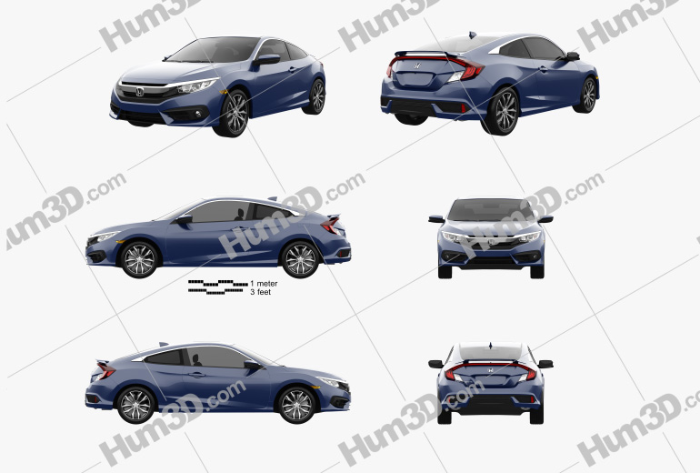 Honda Civic coupe 2019 Blueprint Template
