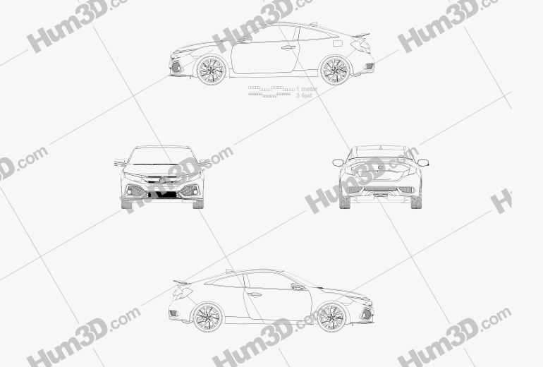 Honda Civic Si купе 2019 Креслення