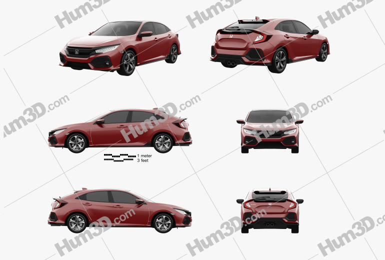 Honda Civic Sport hatchback 2019 Blueprint Template