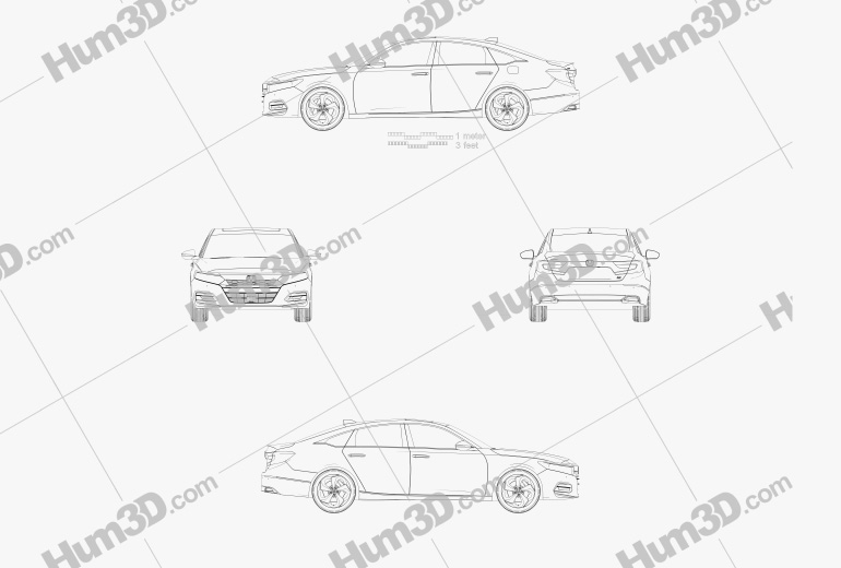 Honda Accord Touring US-spec Седан 2021 Чертеж