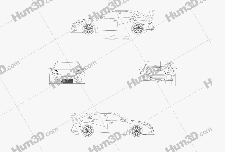 Honda Civic TCR Fließheck 2021 Blueprint